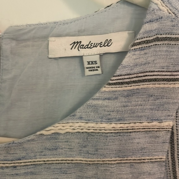 Madewell Sleeveless Yoked Mini Dress Stripe Light Blue Baby Doll Dress XXS - Picture 11 of 11